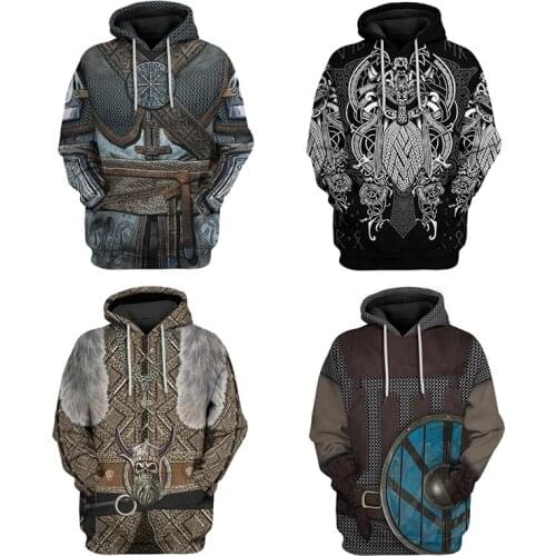 Viking Warriors Legend Gray Sweatshirts Big Viking Face 3D Printed Hoodie Cosplay costume Thin Pullover Hoodies Tops Outerwear