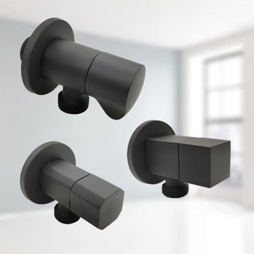 Bathroom Angle Filling Valve Faucets Matte Black Solid Brass Kitchen Toilet Cold Hot Water Stop Valve G1/2 Threaded