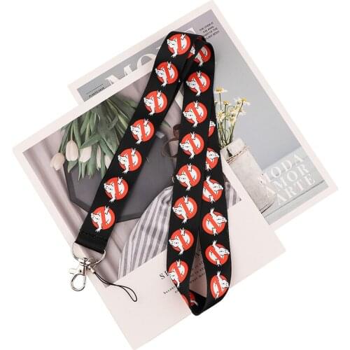 ZF2793 1pcs Naughty Ghost Cartoon Lanyards Id Badge Holder Keychain ID Card Pass Gym Mobile Badge Holder Lanyard Key Holder