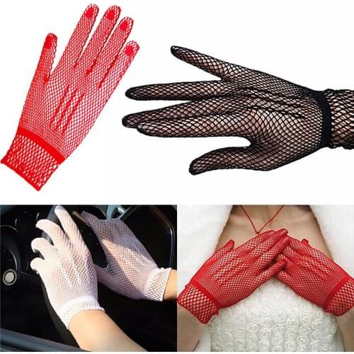 1pair Mesh Fishnet Gloves Women Nylon Mesh Solid Thin Summer Gloves Mitten Animals Gloves UV-Proof Driving Gloves