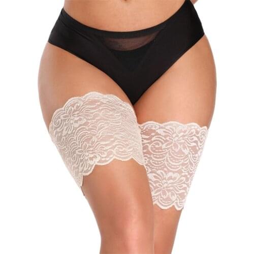 Womens Silicone Anti-Scratch Thigh Straps Womens Sexy Lace Leg Warmers Womens Invisible Sweet Non-Slip Warmth Thigh Bandage