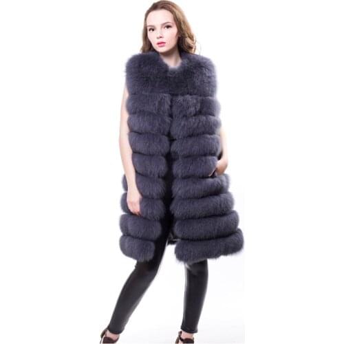 Fox fur vest fox fur coats natural fashion fox fur coat women long section of womens winter jacket vest real fur coat