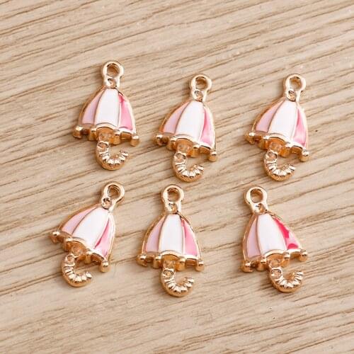 10pcs/lot 10*17mm Alloy Umbrella Charms Fit Jewelry DIY Making Enamel Pendants Charms Necklaces Earrings Handmade Accessories