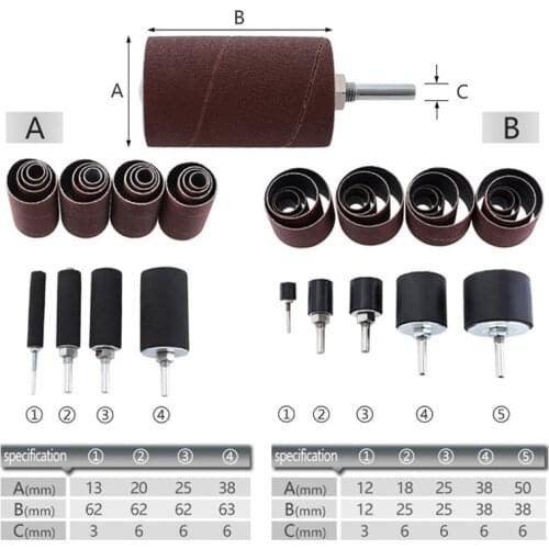 20pcs/25pcs Drum Sander Dremel Kit Sanding Belt Grit 80 120 Sandpaper Long Short with Spindle Case for Drill Press Rotary Tools