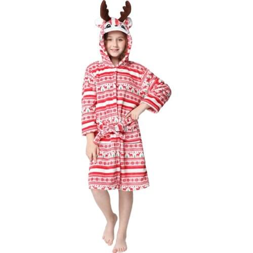 2021 Christmas Pajamas for Teen Girls Reindeer Unicorn Bath Robe Children Pajamas Girls Homewear Sleepwear Christmas Kimono Robe