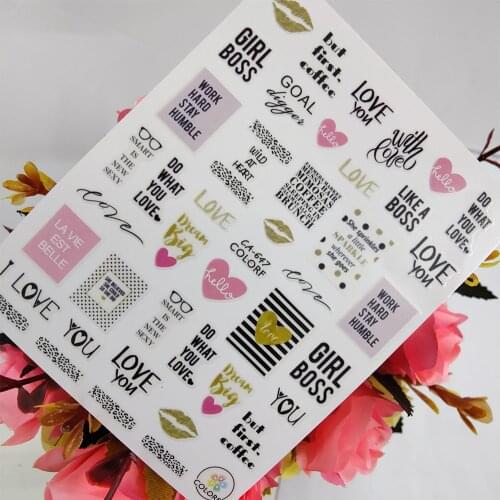 3D Nail stickers Art Letters Love Heart Lips Design Sliders for Nails Foil Self Adhesive All for Manicure Accessories