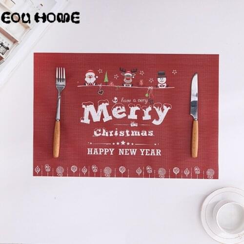 4Pce/lot Christmas Tree Pattern Mats Pads Placemat Coasters Washable Heat-insulated PVC Party Dinning Bowl Dishes Pad Table Mats