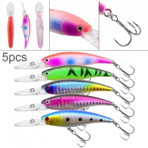 5pcs 7g 9cm Minnow Fishing Lure Kit Floating Lure Pesca Jig Fishing Hook Built in Steel Ball
