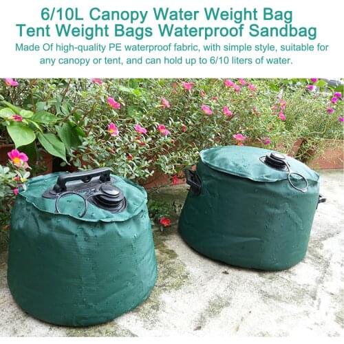6/10L Canopy Water Weight Bag Tent Weight Bags Waterproof Outdoor Camping Tent Sand Bag Sun Shelter Weighted Sand Bag