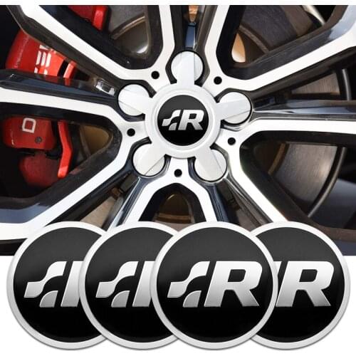 Car Accessories R SR Logo Tire Wheel Center Hub Cap Rim Covers Stickers Decal For VW Volkswagen Golf Jetta Polo Auto styling