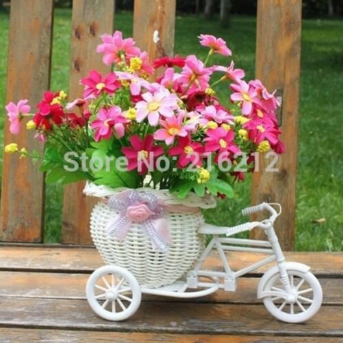 White Tricycle Bike Design Flower Basket Storage Container Party Wedding