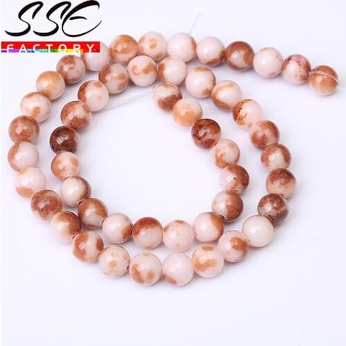 Natural Stone Beads Round Brown Persian Jades Loose Spacer Beads For Jewelry Making DIY Bracelet Accessories 15'' 6/8/10/12mm