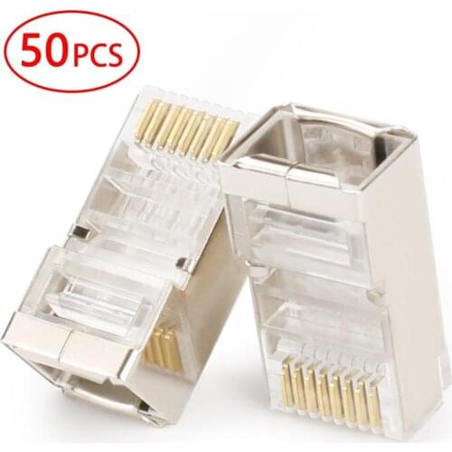 Cat5e Shielded RJ45 8P8C Plug STP Connector 30U gold plating 50pcs/bag