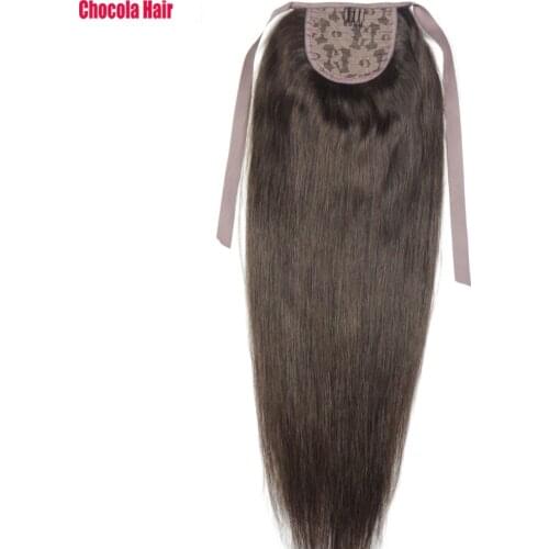 Chocola 16"-28" 100g Brazilian Machine Made Remy Hair Ribbon Ponytail Clip In 100% Human Hair Extensions Horsetail Stragiht