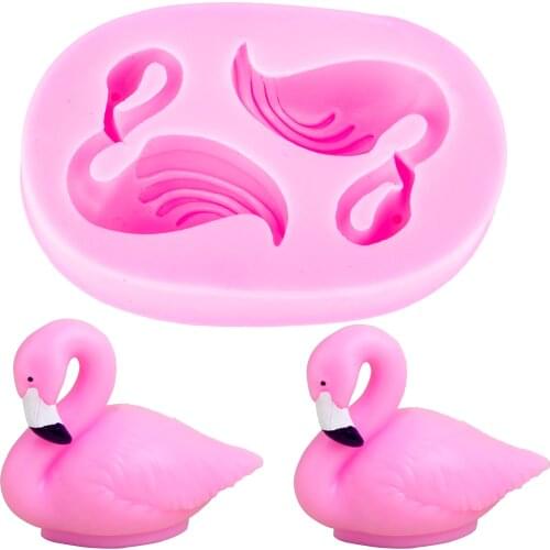 Flamingos swan shaped 3D Reverse sugar molding fondant cake silicone mold polymer clay molds chocolate decoration tools F1143