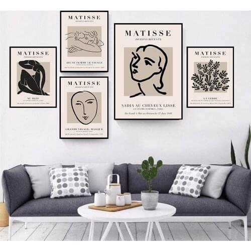 FLORID Henri Matisse Abstract Painting Minimal Illustration Wall Art Canvas Vintage Poster Beige Wall Picture for Living Room