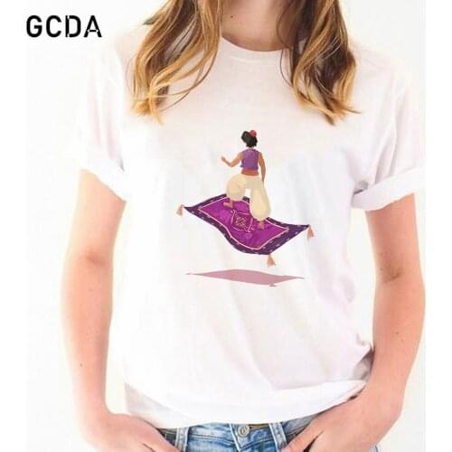 New Summer Aladdin and The Flying Carpet Art Paint T-Shirt Cute Women Tshirt Tops Fashion Girl Casual Tees Harajuku T Shirt