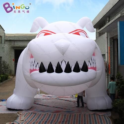 Customized white 6M tall giant inflatable bulldog promotional digital printed blow up bulldog for decoration toys