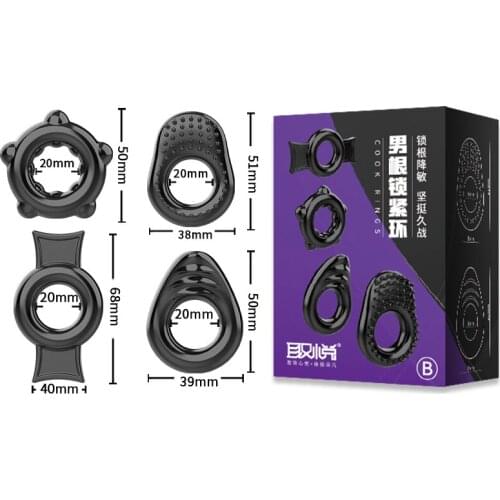 4Pcs/unit Cock Penis Ring Condoms Enlargement for Men Extender Time Delay Intimate Goods Sex Toys for Men Reusable Condom