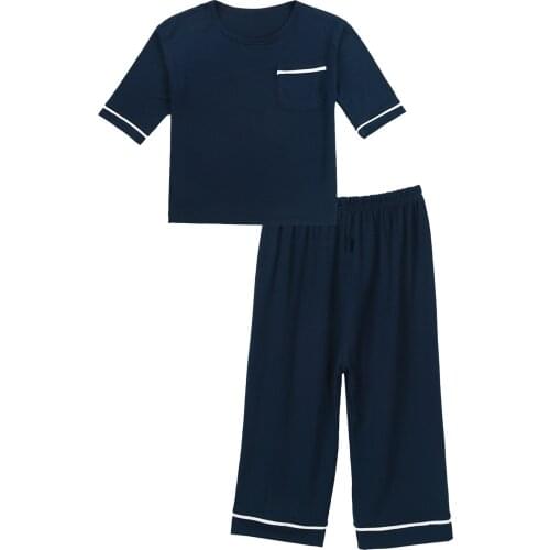 Summer Boys Pajamas Set Cotton Children Sleepwear Casual Solid Color Baby Boys Home Clothes Suit Kids Pyjamas Sets 3-8 Years