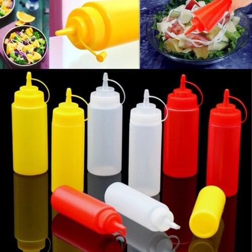 2020 Hot Selling 8-24OZ Plastic Squeeze Bottle Condiment Dispenser Ketchup Mustard Sauce Vinegar Bottles Container