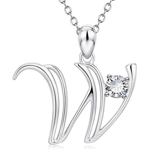Fashion Crystal Zircon Alphabet Pendant Necklaces For Women Men Initial Letter Chains Hip Hop Silver Color Choker Jewelry Gift
