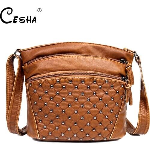 Fashion Revit Design Women Shoulder Bag High Quality Durable Soft PU Leather Messenger Bag Girls Vintage Shopping Bag Handbag