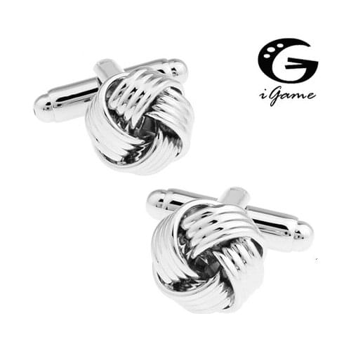 IGame Fashion Knot Cuff Links Silver Color Copper Knot Design Quality Brass Material Free Shipping