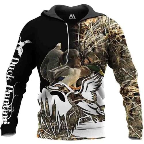 Hot Sale Men Clothing Usa Size Oversized Hoodie Anime Printing Fashion Outdoor Duck Hunter Long Sleeve Streetwear