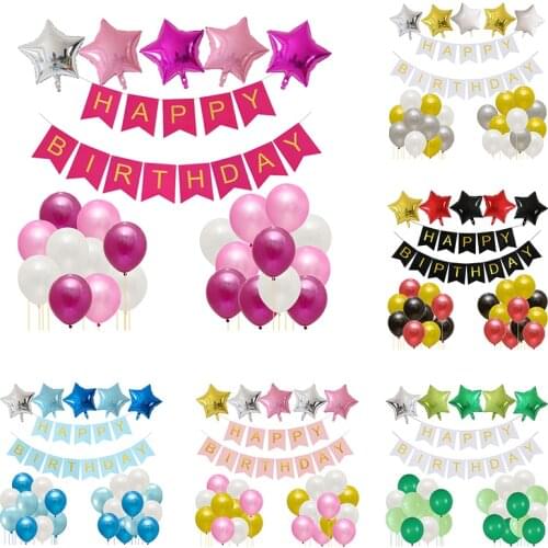 Black Gold Happy Birthday Banner Balloons Helium Number Foil Balloon for Baby Boy Kids Adult 18 30 Birthday Party Decorations