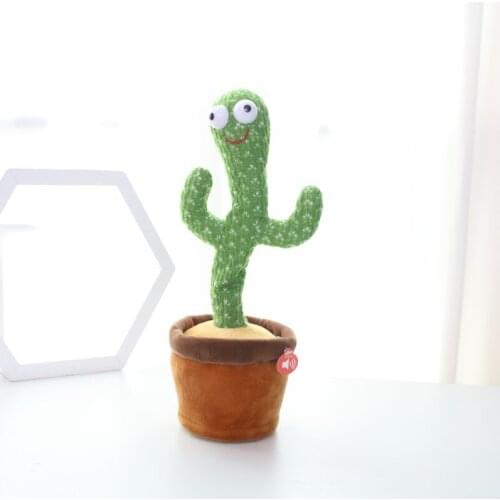 New Hot Dancing Cactus-shaped Toy with Smiling Face Funny Prank Singing Plush Toy 32cm Wiggling Plant Doll Gift for Kid 3 Songs