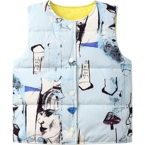 2021 New Autumn Winter Kids Warm Vest Boy Girl Sleeveless Coat Fashion Childrens Clothing White Duck Down Single-breasted Vest