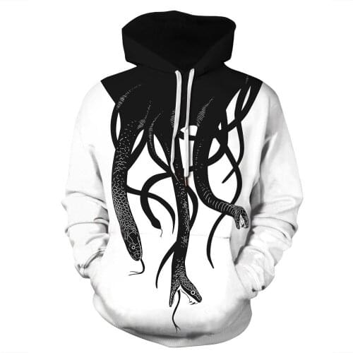 QNPQYX New Snake Printed 3D hip hop mens Hoodies Sweatshirts Animal Unisex Streetwear Hooded Autumn Winter Pullover Plus Size