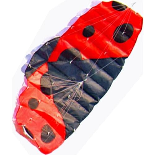 New High Quality 1.4m Ladybug Dual Line Parafoil Parachute Kites Sports Beach With Kite Handle and String Easy to Fly
