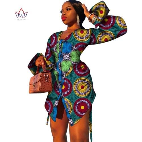 African Dresses for Women Floral Print Traditional Ankara Dashiki Shirts Dress Patchework Lady Sexy Summer Garments for Party
