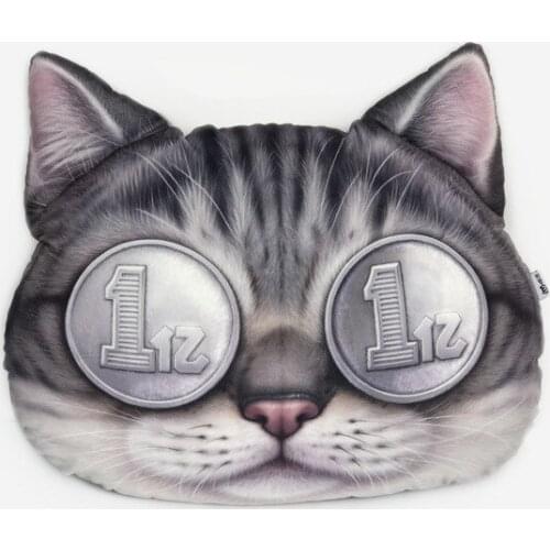 Size S L 3D Lovely Cat Pillow Car Seat Cushions Money Symbol One Hundred Million Sofa Office Decoration Washable Without Filling