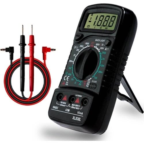 XL830L Handheld Digital Multimeter LCD Backlight Portable AC/DC Ammeter Voltmeter Ohm Voltage Tester Meter Multimetro