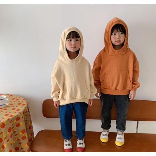 8417 Children Clothes Hooded Tops Autumn 2021 Korean Baby Boys Pullover Cotton Casual Girls Hoodies 2-7T Kids Outerwear