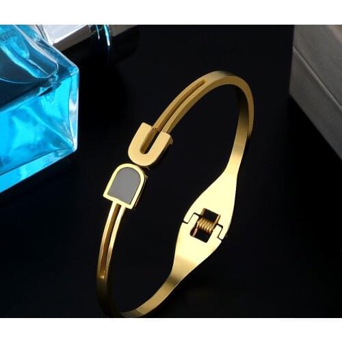 Luxury Stainless Steel Charm Cuff Bangles Women Girls OL Jewelry Trendy Wedding Party Open Brand Bangles pulsera