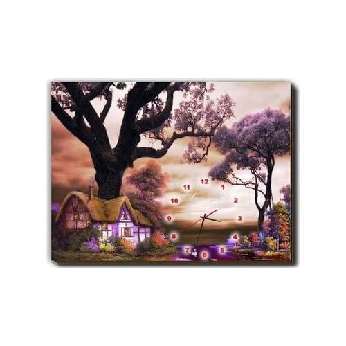 Needlework,Clocks cottage Scenic embroidery,DIY Aide 14CT Unprinted Cross stitch kit,Art Pattern counted Cross-Stitching decor