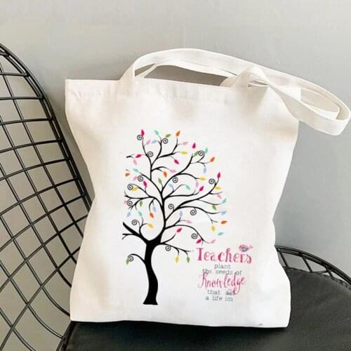 Supplies Teachers plant the seeds of knowledge Tree Tote Bag women Harajuku shopper Shoulder shopping bag Lady gift Canvas Bag