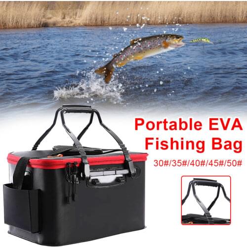 Outdoor Portable EVA Fishing Bag Collapsible Fishing Bucket Live Fish Box Camping Water Container Pan Basin Tackle Storage Bag
