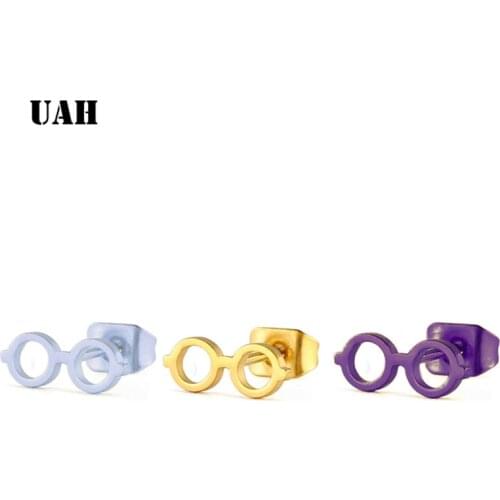 UAH Fashion Women Eyeglass Stud Earrings Glasses Stud Earrings Men Women Gift Cute Small Earings aretes de mujer