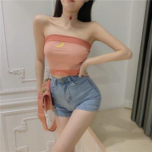 Hot Summer Embroidery Off-Shoulder Women Vest Fashion Patchwork Brief Backless Tank Tops