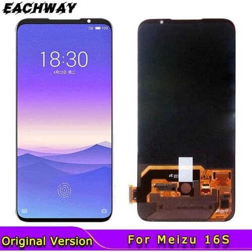 Black White MEIZU 16S LCD Display No Dead Pixel 6.2" Super AMOLED LCD Screen Digitizer Touch screen MEIZU 16S LCD Screen Frame