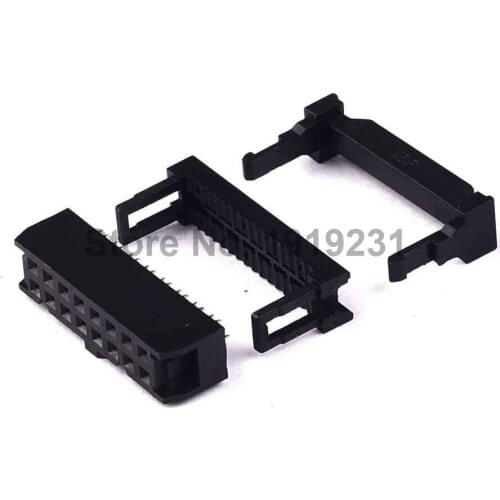 10PCS FC 2.54mm Line pressing head ISP JTAG Ox horn plug 16P Female Socket Connector