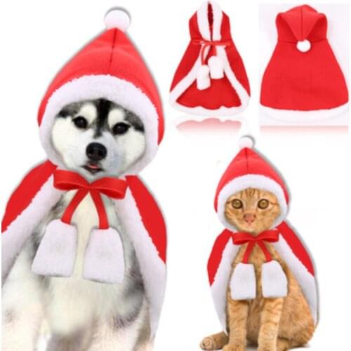 10pc/lot Christmas Dog Cat Cloak Cape Pet Clothing Hooded Cloak Pet Outfit Pet Windbreaker Small Dogs Costume Apparel Coat YY5