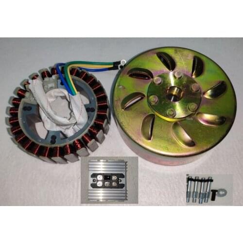 5000W 27 Pole (48V/60V/72V) Stator+Rotor+Rectifier+Bolts Kit for DC Generator Fits On 19mm Tapered 55mm Output Shaft
