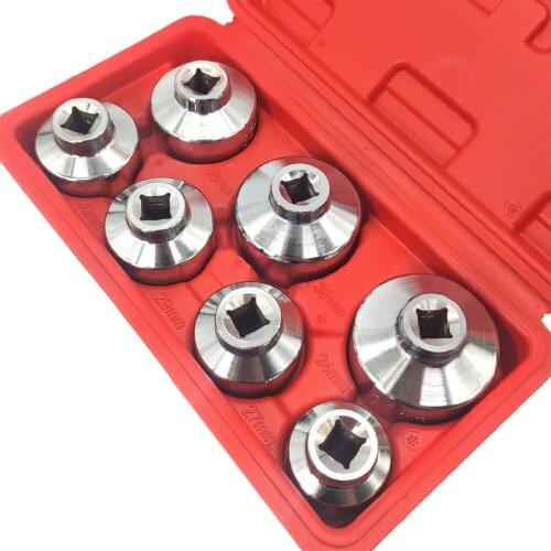 7 Pieces 3/8'' Oil Filter Cap Wrench Socket Set Tool Kit, 24 27 29 30 32 36 38mm Replacement for Mercedes Benz VW BMW