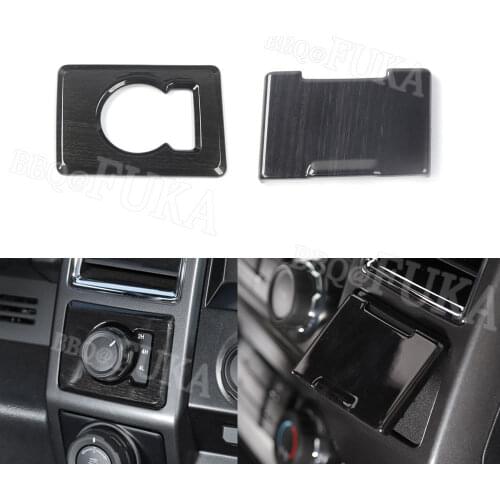 ABS Car Four Wheel Drive Button & Power Outlet Cap Cover Trim For F150 2015-2017 Red/Silver/Wood style